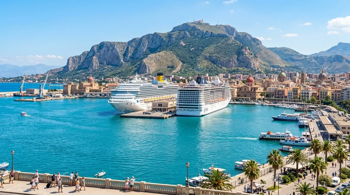 Palermo port and Monte Pellegrino