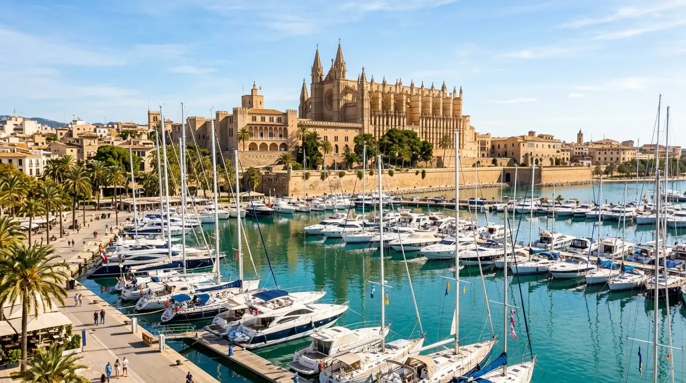 Palma de Mallorca cathedral and marina